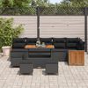 vidaXL Conjunto de Sof&aacute; de Jardim com almofada 12 pcs Preto vime PE