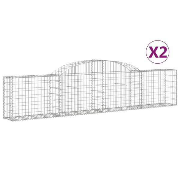 vidaXL Cestos gabião arqueados 2 pcs 300x30x60/80 cm ferro galvanizado