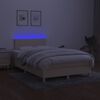 vidaXL Cama box spring c/ colch&atilde;o e LED 120x190 cm tecido cor creme
