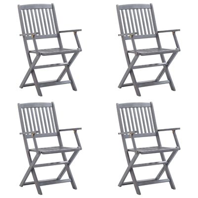 vidaXL Cadeiras exterior dobráveis c/ almofadões 4 pcs acácia maciça