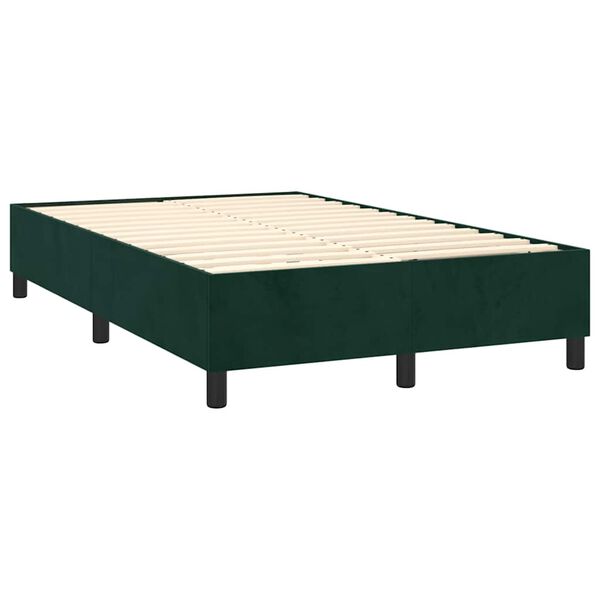 vidaXL Cama boxspring com colch&atilde;o 120x200 cm veludo verde-escuro