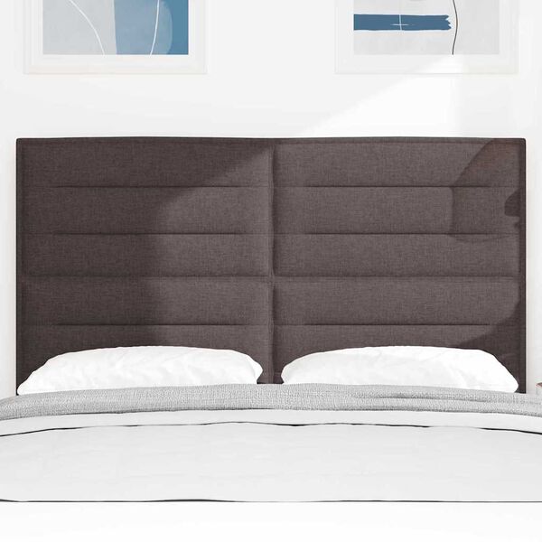 vidaXL Cabeceira LED com cabeceira Marrom Escuro 160 cm Poli&eacute;ster