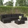 vidaXL 6 pcs conjunto lounge de jardim c/ almofad&otilde;es vime PE preto