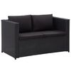 vidaXL 3 pcs conjunto lounge de jardim c/ almofad&otilde;es vime PE preto