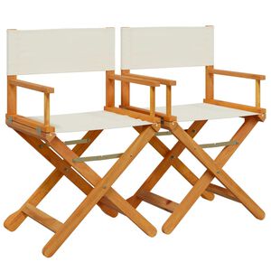 vidaXL Cadeiras dobr&aacute;veis para diretor 2 pcs tecido branco nata