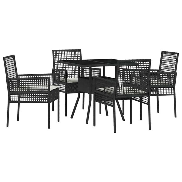 vidaXL Conjunto de Jantar para Jardim 5 pcs Preto vime PE