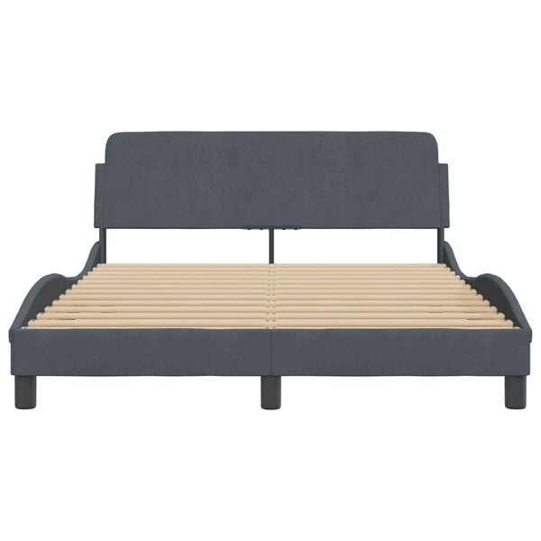 vidaXL Estrutura de cama Dover 140x190 cm veludo cinzento-escuro