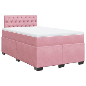 vidaXL Cama boxspring com colch&atilde;o 120x200 cm veludo rosa
