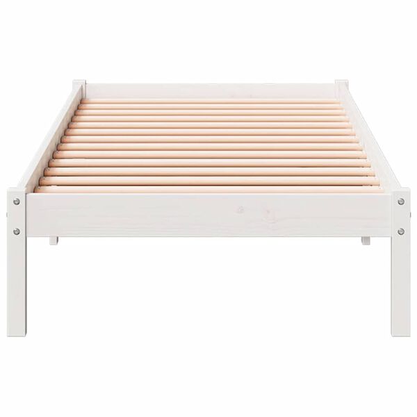 vidaXL Cama extra longa sem colch&atilde;o 90x210 cm pinho maci&ccedil;o branco