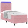 vidaXL Cama Box Spring LED com colch&atilde;o Rosa 90 x 200 cm tecido