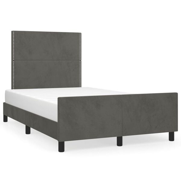 vidaXL Estrutura de cama sem colch&atilde;o 120x190 cm Veludo cinza escuro