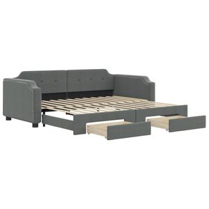 vidaXL Sof&aacute;-cama c/ gavet&atilde;o e gavetas 90x200 cm tecido cinzento-escuro