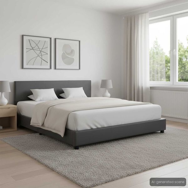 vidaXL Estrutura de cama 160x200 cm couro artificial cinzento
