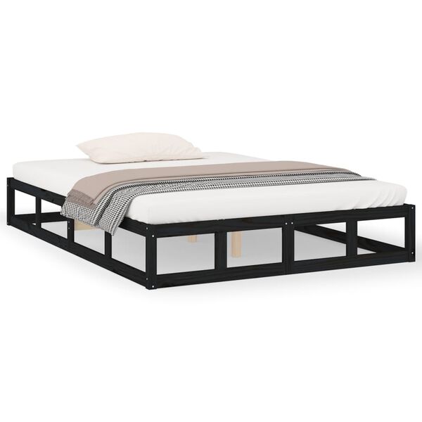 vidaXL Estrutura cama pequena casal 120x190 cm pinho maciço preto
