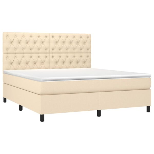 vidaXL Cama com molas/colch&atilde;o 160x200 cm tecido cor creme