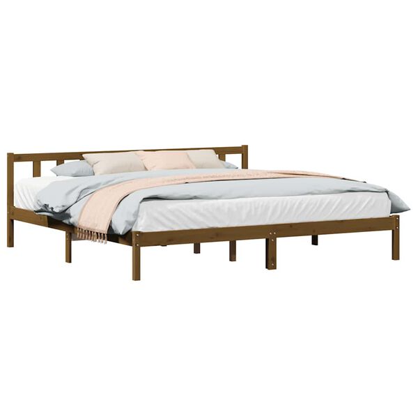 vidaXL Estrutura de cama 200x200 cm pinho maciço castanho mel