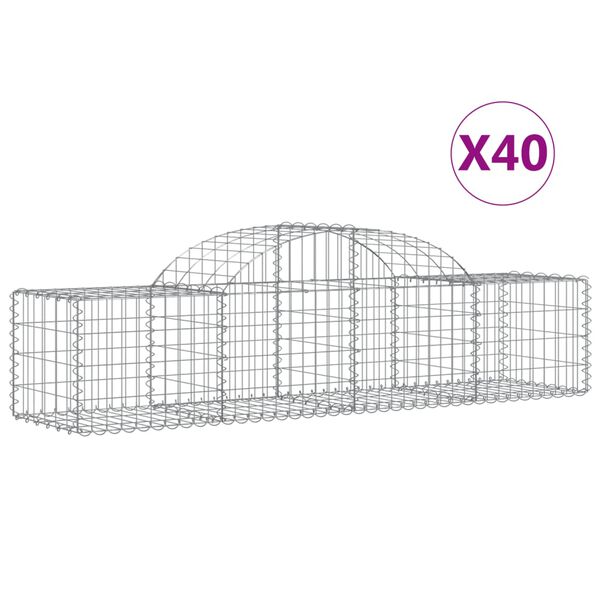 vidaXL Cestos gabião arqueados 40pcs 200x50x40/60 cm ferro galvanizado