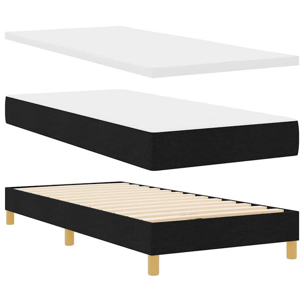 vidaXL Cama Box com colch&atilde;o com cabeceira Preto 90 x 190 cm tecido