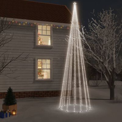 vidaXL Árvore de Natal com espigão 1134 luzes LED 800 cm branco frio