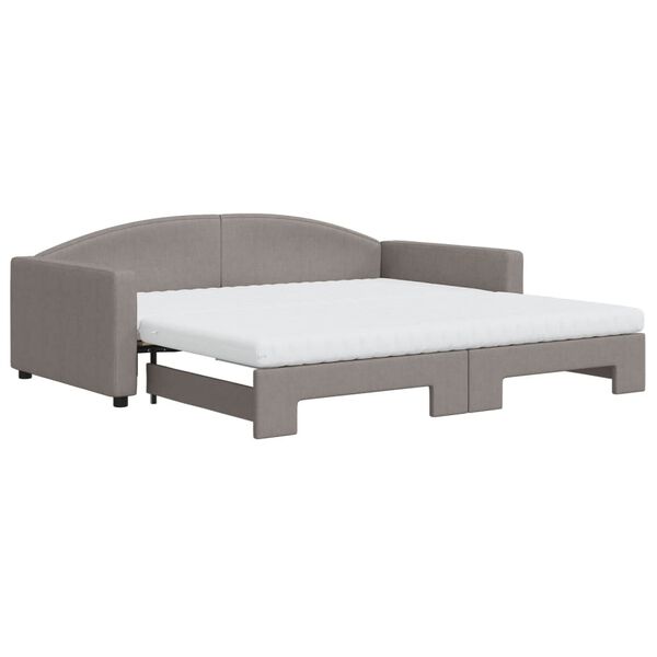 vidaXL Sof&aacute;-cama + gavet&atilde;o/colch&otilde;es 100x200cm tecido cinza-acastanhado
