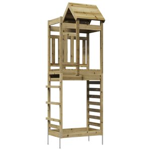 vidaXL Torre de Brincar Castanho Madeira S&oacute;lida Impregnada