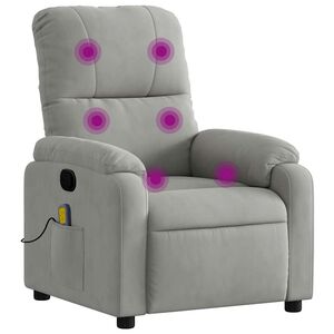 vidaXL Poltrona de massagens reclin&aacute;vel tecido microfibra cinza-claro