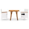 vidaXL 3 pcs conjunto de jantar para jardim branco