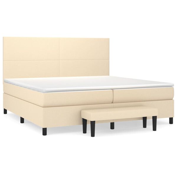 vidaXL Cama com molas/colch&atilde;o 200x200 cm tecido cor creme