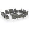 vidaXL 16 pcs conjunto lounge de jardim c/ almofad&otilde;es vime PE cinzento