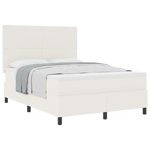 vidaXL Cama Box Creme e Branco 160 x 200 cm Tecido de Veludo Cotele