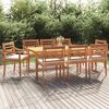 vidaXL 9 pcs conjunto de jantar p/ jardim c/ almofad&otilde;es teca maci&ccedil;a