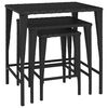 vidaXL Mesas de encastrar 3 pcs vime PE preto