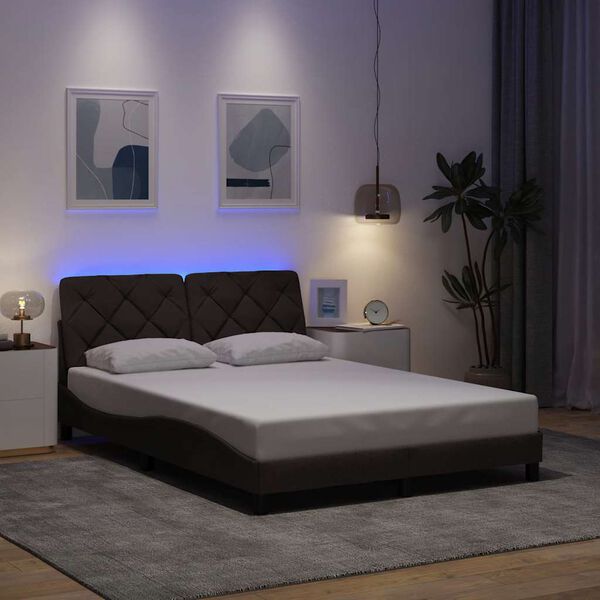 vidaXL Estrutura de cama com LED sem colch&atilde;o 140x200 cm tecido
