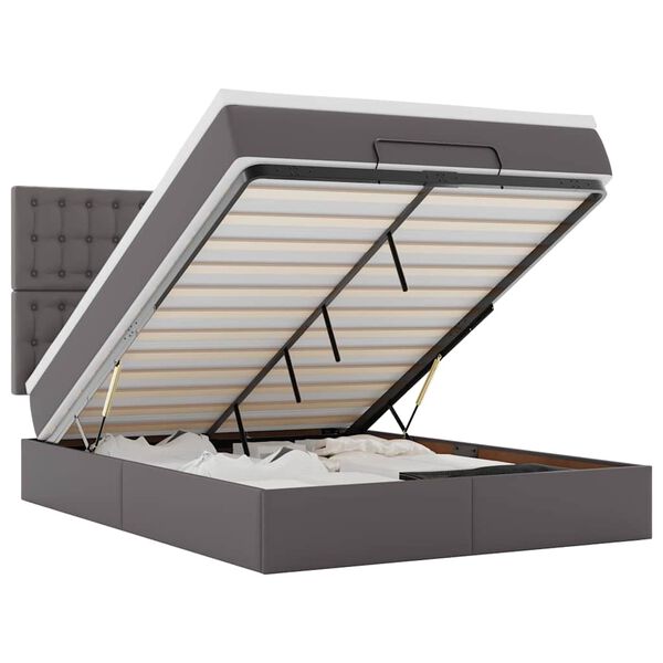 vidaXL Estrutura de cama otomana com colchão 140x190 cm cinzenta