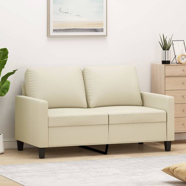 vidaXL Sofá de 2 lugares 120 cm couro artificial cor creme