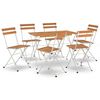 vidaXL 7 pcs conjunto de bistr&ocirc; dobr&aacute;vel madeira de ac&aacute;cia maci&ccedil;a/a&ccedil;o