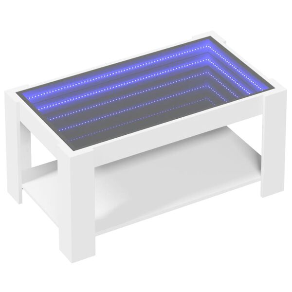 vidaXL Mesa de centro c/ LEDs 93x53x45 cm derivados de madeira branco