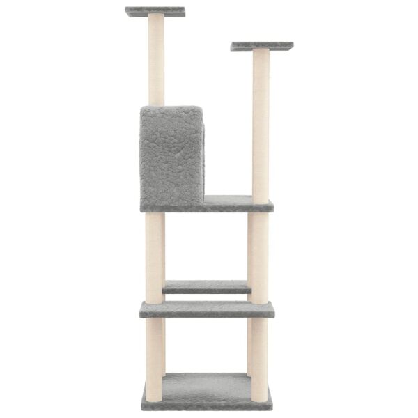vidaXL Árvore p/ gatos c/ arranhadores sisal 144,5 cm cinza-claro