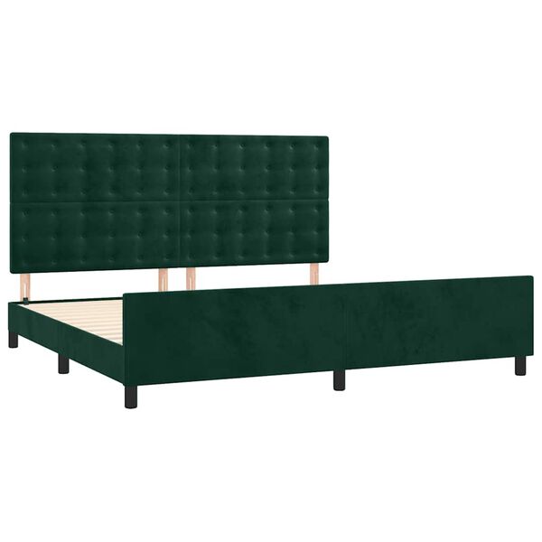 vidaXL Estrutura de cama sem colch&atilde;o 200x200 cm veludo verde-escuro
