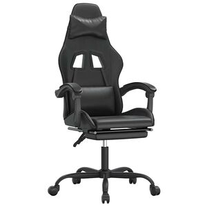 vidaXL Cadeira gaming c/ apoio p&eacute;s couro artificial preto