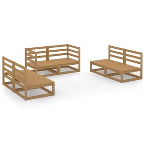 vidaXL 6 pcs conjunto lounge de jardim pinho maci&ccedil;o castanho mel