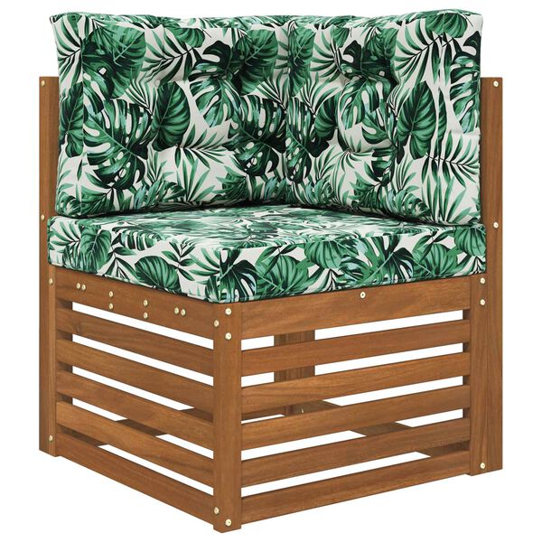 vidaXL Almofada para Sof&aacute; Externo 3 pcs Padr&atilde;o de Folhas Poli&eacute;ster