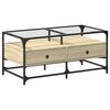 vidaXL Mesa de centro c/topo de vidro 98,5x50x45cm carvalho sonoma a&ccedil;o
