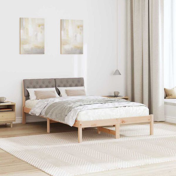 vidaXL Estrutura da cama com cabeceira Marrom e taupe 120 x 190 cm