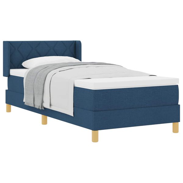 vidaXL Cama Box com colch&atilde;o com cabeceira Azul 190 x 90 cm Poli&eacute;ster