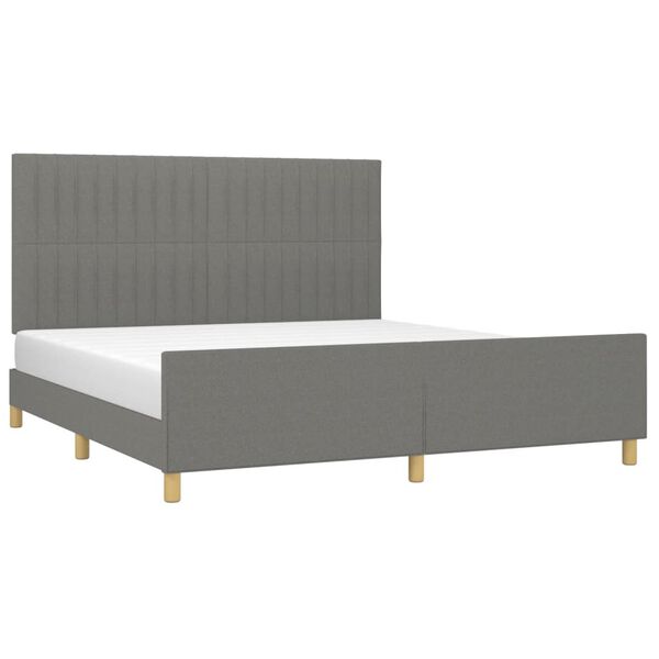 vidaXL Estrutura de cama sem colch&atilde;o 160x200 cm tecido cinzento-escuro