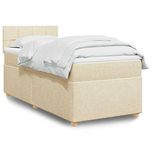 vidaXL Cama com molas/colch&atilde;o 80x200 cm tecido cor cr&egrave;me