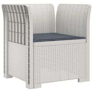 vidaXL Poltrona 1 Lugar com Almofada Look Rattan PP Branco