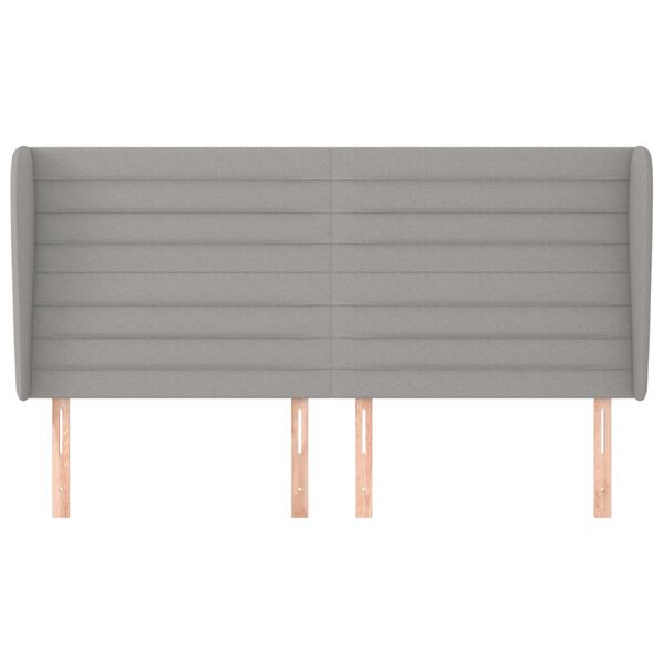 vidaXL Cabeceira cama c/ abas tecido 203x23x118/128 cm cinzento-claro