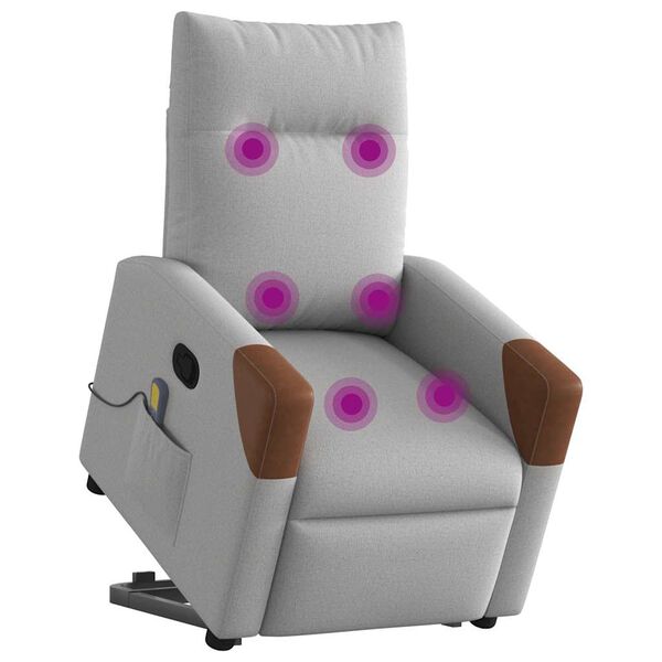 vidaXL Poltrona elevat&oacute;ria de massagens tecido cinzento-nublado
